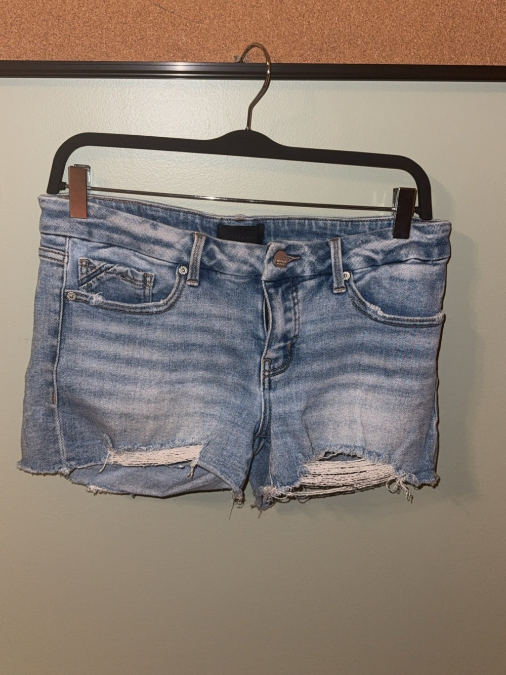 Buckle Light Blue Distressed Denim Jean Shorts